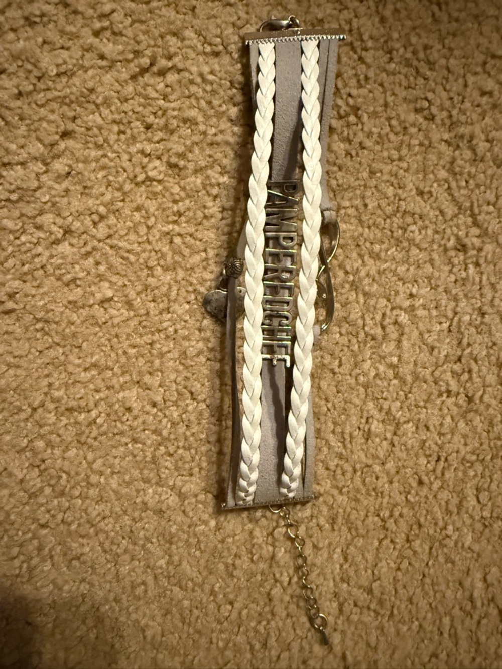 The Pampered Chef White Braided Multi-Row Charm Bracelet
